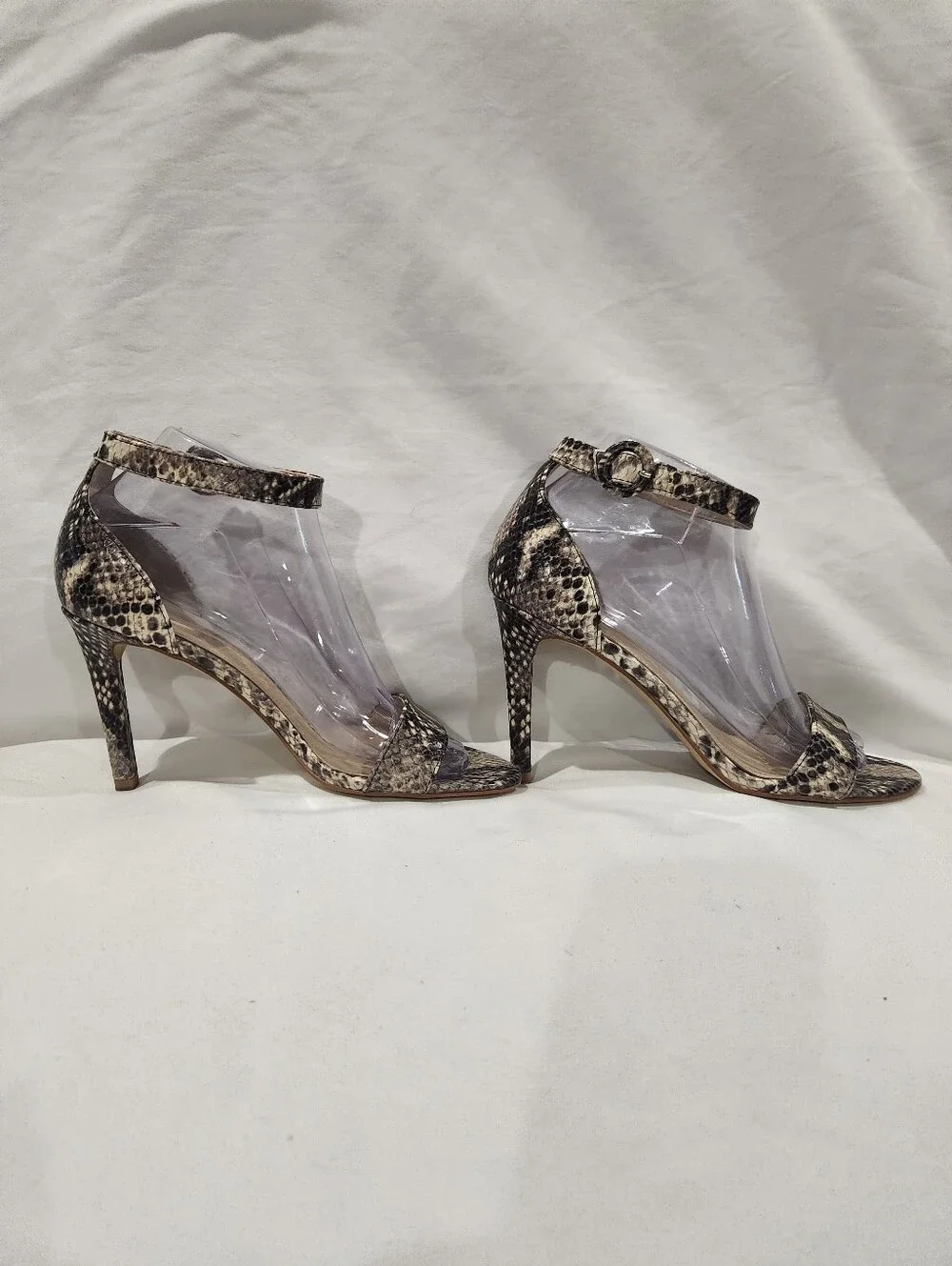 Marc Fisher Kora Strappy Snake-Print Ankle Strap Heels Size 7